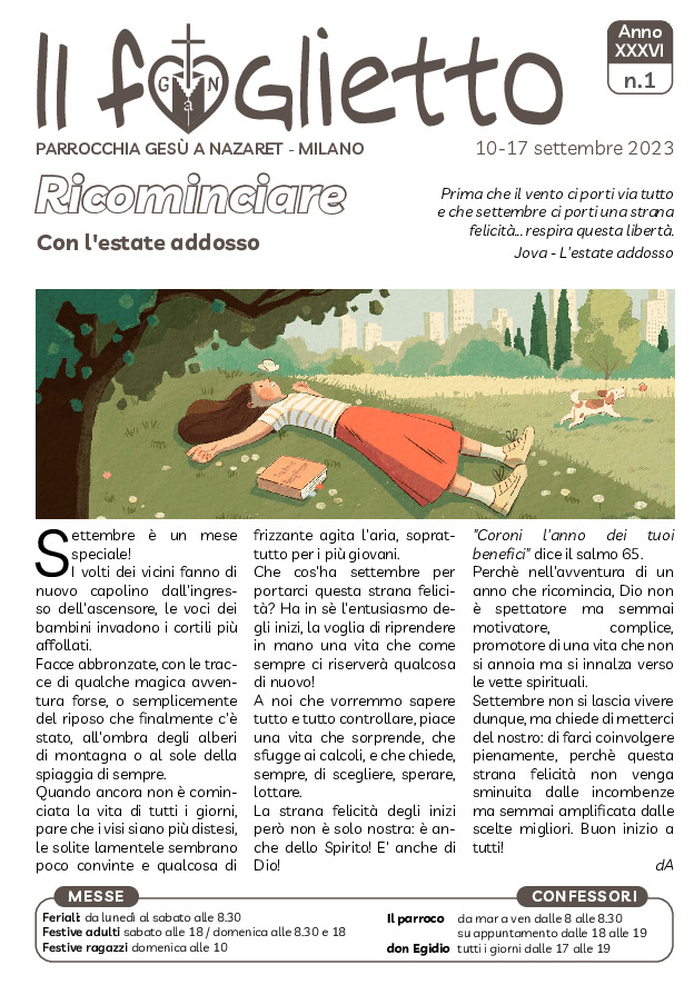 thumbnail of N1 – 10/9/2023 – Ricominciare con l’estate addosso