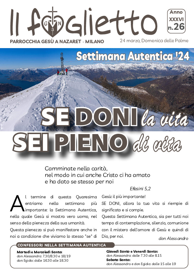 thumbnail of N26 – 24/3/2024 – Se doni la vita sei pieno di vita