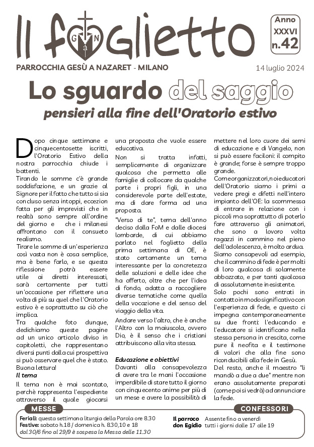 thumbnail of N42 – 14/7/2024 – Lo sguardo del saggio
