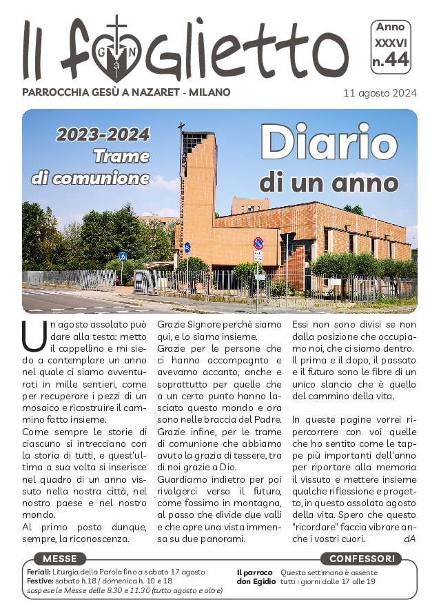 thumbnail of N44 – 11/8/2024 – “Trame di comunione”: diario di un anno