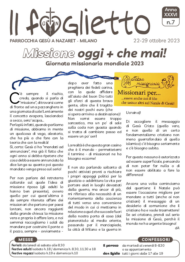 thumbnail of N7 – 22/10/2023 – Missione oggi più che mai! – Li mandò a due a due