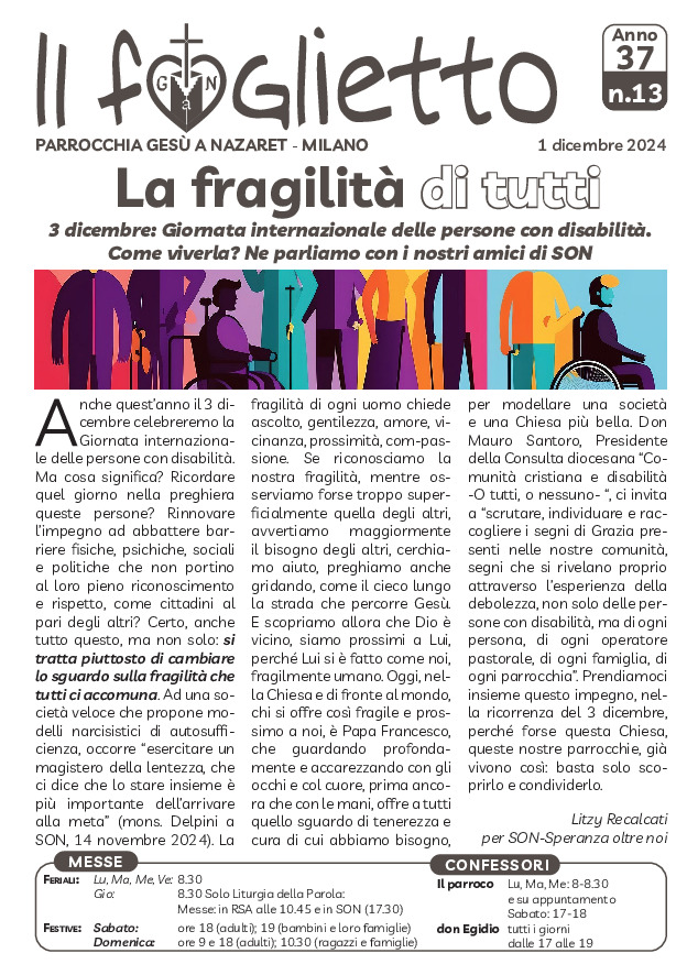 thumbnail of N13 – 1/12/2024 – La fragilità di tutti – Passione per la vita